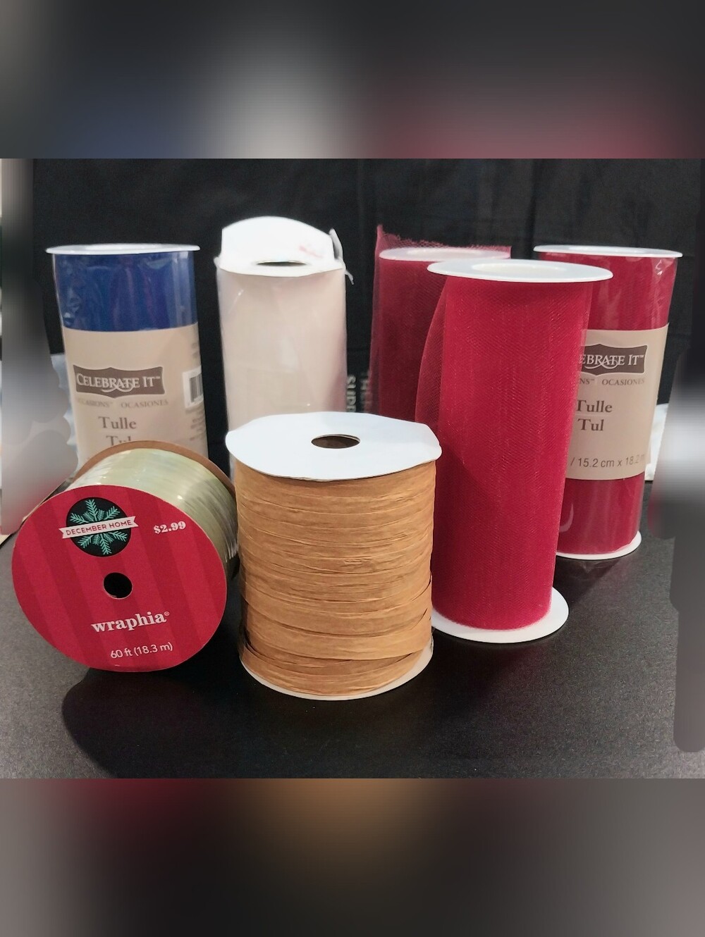 7 Rolls of tulle and raffia